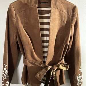 Brown Embroidered Women's Jacket